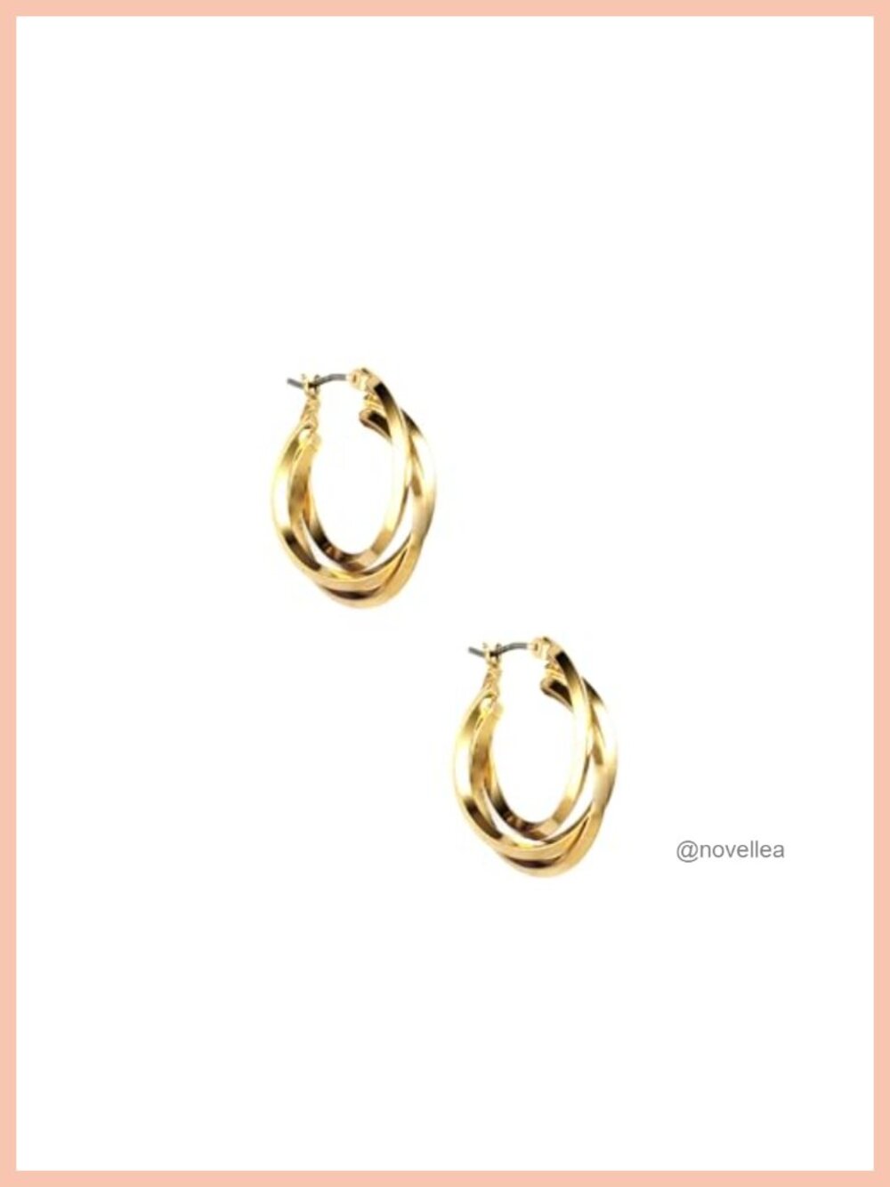 3 Ring Hoop Earrings Gold Tone Lightweight